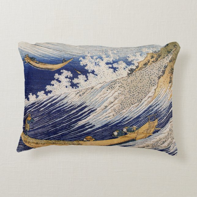 Hokusai Ocean Waves Sea Boote Dekokissen (Rückseite)