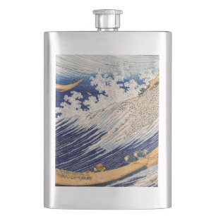 Hokusai Ocean Waves Sea Boote Flachmann