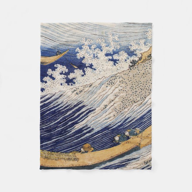 Hokusai Ocean Waves Sea Boote Fleecedecke (Vorderseite)