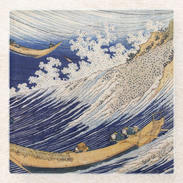 Hokusai Ocean Waves Sea Boote Glasuntersetzer (Vorderseite)