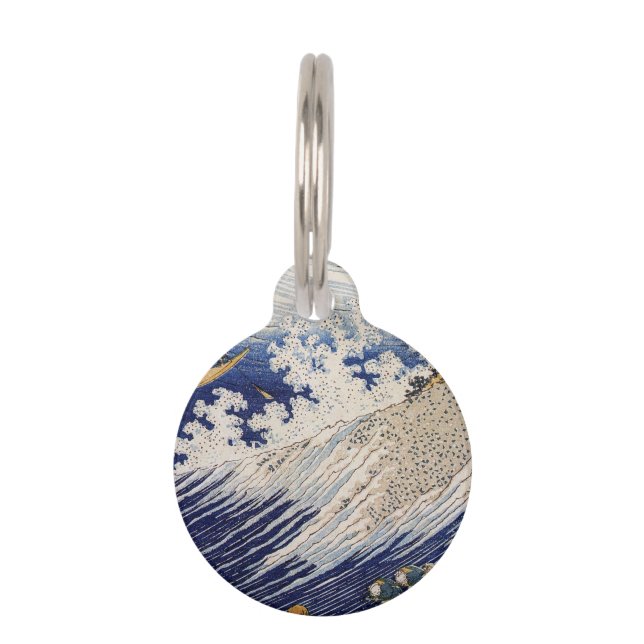 Hokusai Ocean Waves Sea Boote Haustiermarke (Vorderseite)