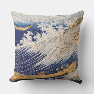 Hokusai Ocean Waves Sea Boote Kissen