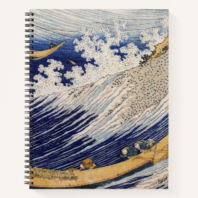 Hokusai Ocean Waves Sea Boote Notizbuch (Vorderseite)