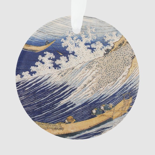 Hokusai Ocean Waves Sea Boote Ornament (Vorderseite)