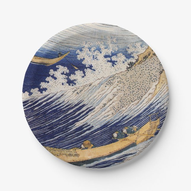 Hokusai Ocean Waves Sea Boote Pappteller (Vorderseite)
