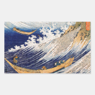 Hokusai Ocean Waves Sea Boote Rechteckiger Aufkleber