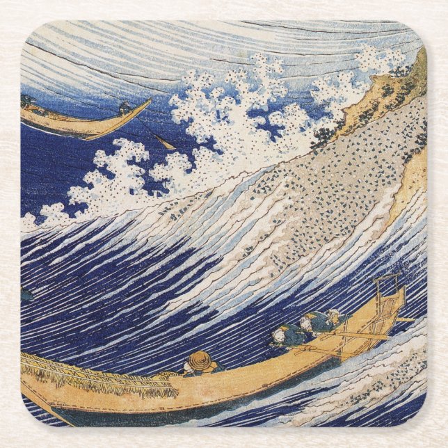 Hokusai Ocean Waves Sea Boote Rechteckiger Pappuntersetzer (Vorderseite)