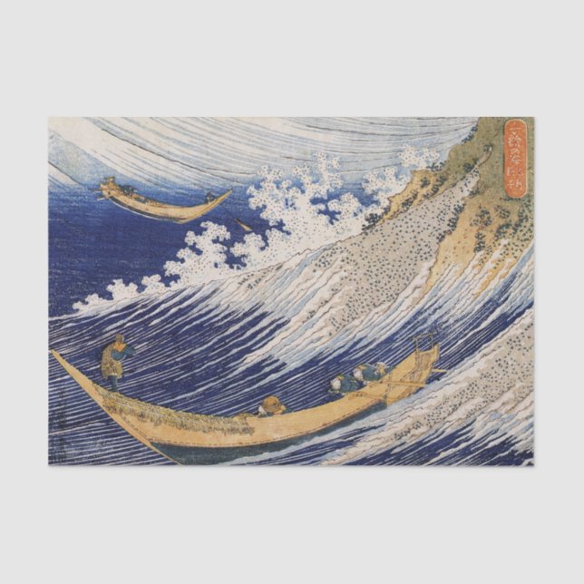 Hokusai Ocean Waves Sea Boote Seidenpapier (Vorderseite)