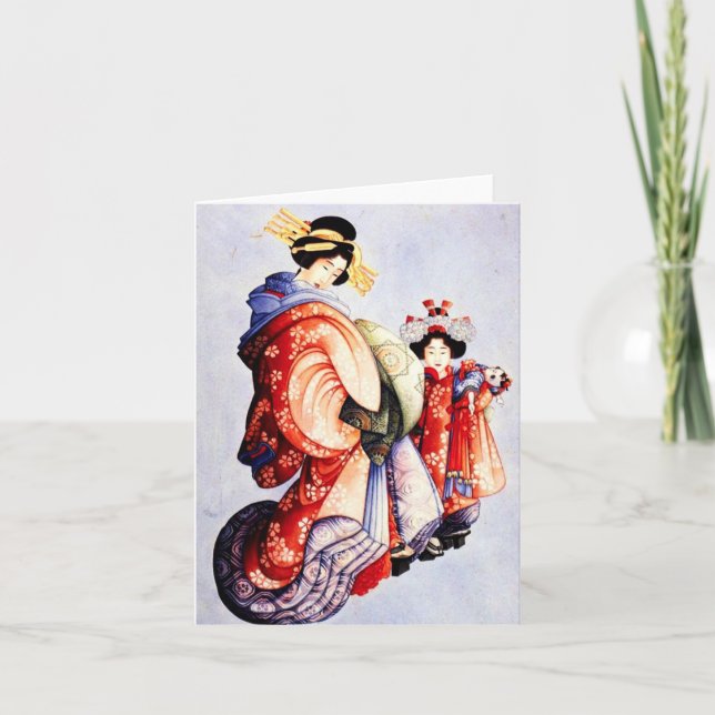 Hokusai Oiran und Kamuro Note Card Karte (Vorderseite)