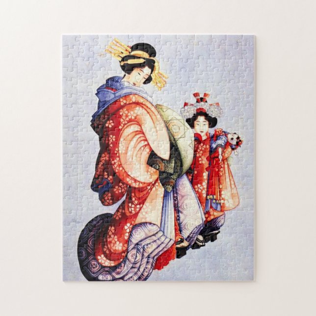 Hokusai Oiran und Kamuro Puzzle (Vertikal)