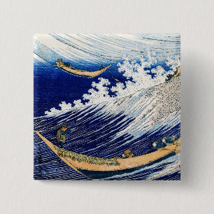 Hokusai Ozeanwellen Japanische Kunst Button