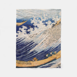 Hokusai Ozeanwellen Meer Boote Fleecedecke