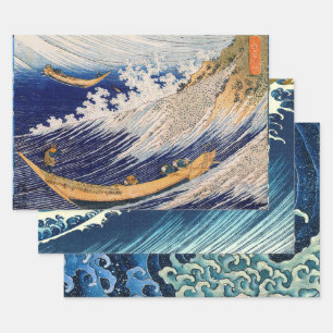 Hokusai Ozeanwellen Meer Boote Geschenkpapier Set