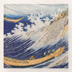 Hokusai Ozeanwellen Meer Boote Glasuntersetzer