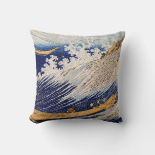 Hokusai Ozeanwellen Meer Boote Kissen