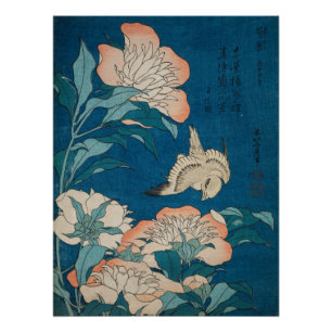 Hokusai Peonies und Kanarische Vintage GalerieHD Poster