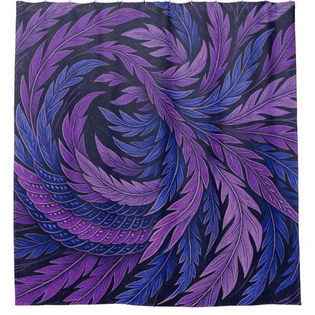 Hokusai Phoenix Motif Japanese Art Shower Curtain Duschvorhang (Vorderseite)