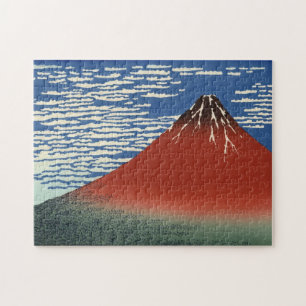 Hokusai Südwind-Raum-Himmel-Rot Fuji Puzzle