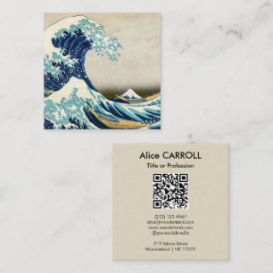Hokusai - The Great Wave off Kanagawa - QR Code Quadratische Visitenkarte