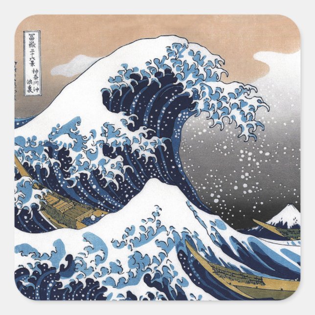 Hokusai , “ The Great Wave off Kanagawa ” Quadratischer Aufkleber (Vorderseite)