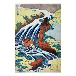 Hokusai - The Yoshitsune Horse Washing Falls Poster