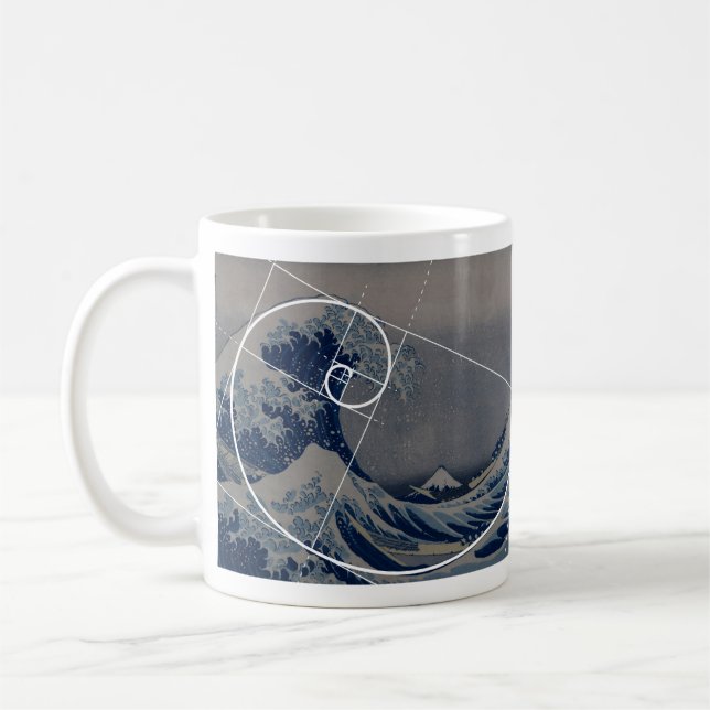 Hokusai trifft Fibonacci, goldenes Verhältnis Kaffeetasse (Links)