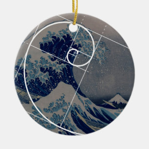 Hokusai trifft Fibonacci, goldenes Verhältnis Keramikornament