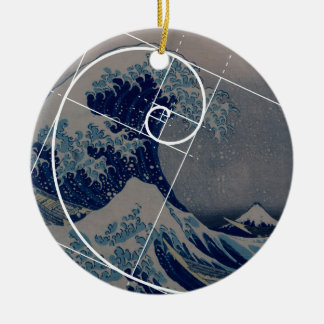 Hokusai trifft Fibonacci, goldenes Verhältnis Keramikornament