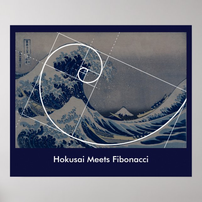 Hokusai trifft Fibonacci, Goldenes Verhältnis Poster (Vorne)