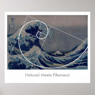 Hokusai trifft Fibonacci, Goldenes Verhältnis Poster