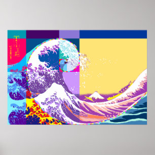 Hokusai trifft Fibonacci, Pop Art Style Poster