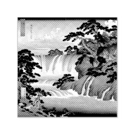 Hokusai Ukiyo-e Japanese Waterfall Landscape Blue Permastempel
