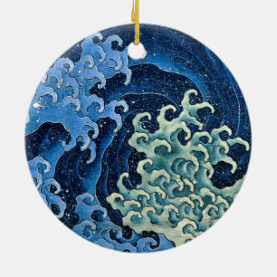 Hokusai Weibliche Welle Japan Vintage Ozean Keramik Ornament