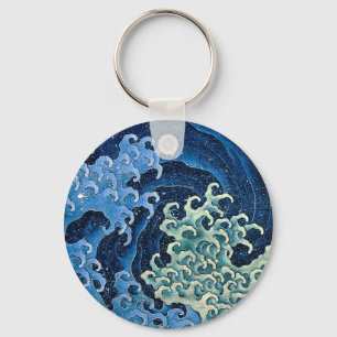 Hokusai Weibliche Welle Japan Vintage Ozean Schlüsselanhänger