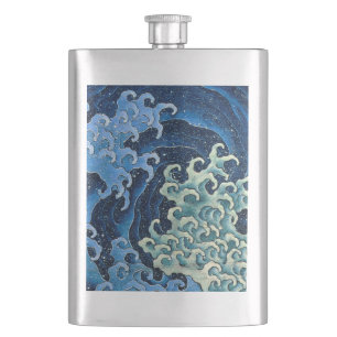 Hokusai Weibliche Welle Vintage Ozean Flachmann