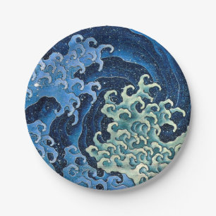 Hokusai Weibliche Welle Vintage Ozean Pappteller