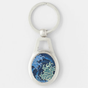 Hokusai Weibliche Welle Vintage Ozean Schlüsselanhänger