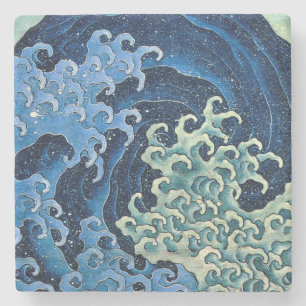 Hokusai Weibliche Welle Vintage Ozean Steinuntersetzer