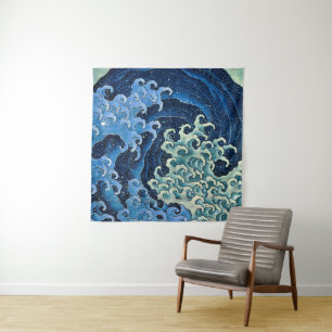Hokusai Weibliche Welle Vintage Ozean Wandteppich