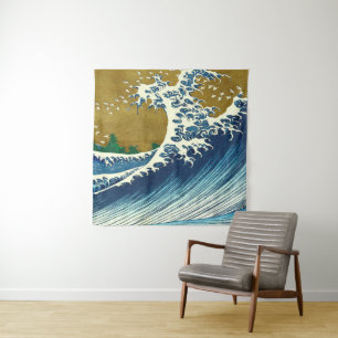 Hokusai-Welle-Muster: Japanische Ukiyo-e-Kunst Wandteppich