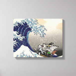 Hokusai-Wellen Premium-Wrapped Canvas (Glanz) Leinwanddruck