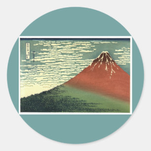 Hokusais Ukiyo-e South Wind Clear Sky oder Red Fuj Runder Aufkleber