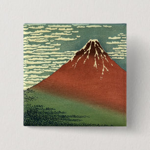 Hokusais Ukiyo-e Südwind Klare Himmel oder Roter F Button