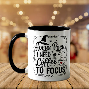 Hokuspokus brauchen Kaffee, um sich zu konzentrier Tasse