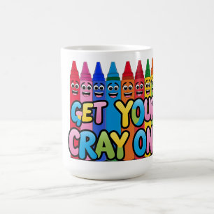 Hol deinen Crayon an! Happy Cartoon Crayons Art Kaffeetasse