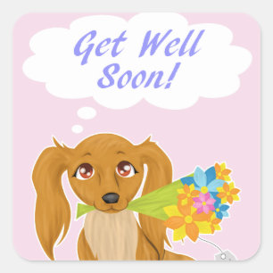 Hol dich bald auf Welpe Quadratischer Aufkleber