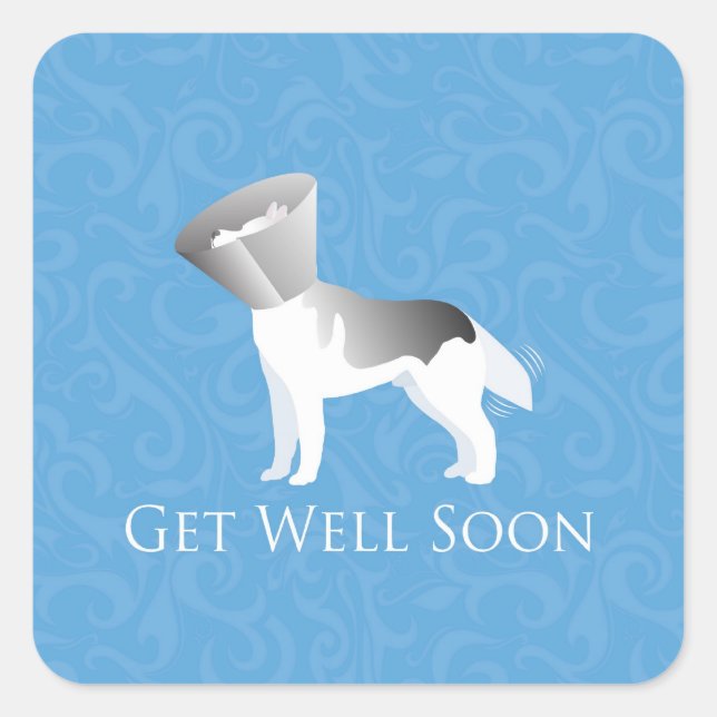 Hol dich bald! Sibirische Husky Male Quadratischer Aufkleber (Vorderseite)