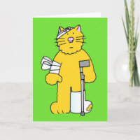 Hol dir bald Cartoon Katze mit Verbänden.