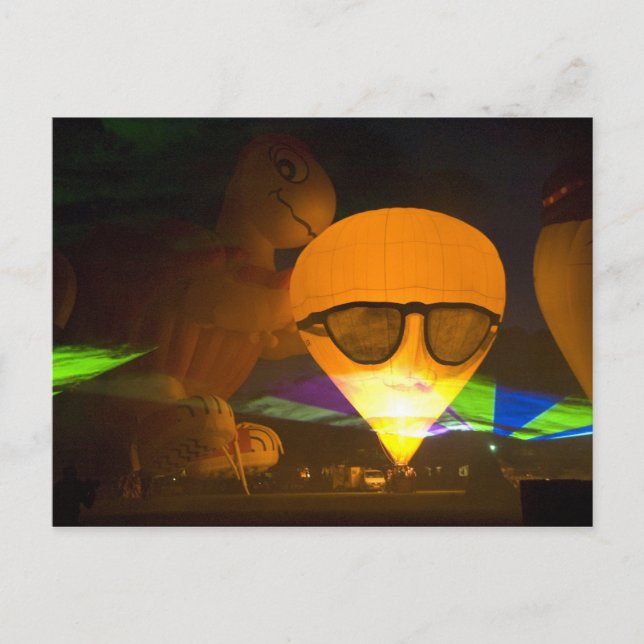Hol dir deine Brille, es leuchtet! Ballon Postkarte (Vorderseite)