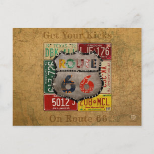 Hol dir deine Kicks auf der Route 66 Nummernschild Postkarte